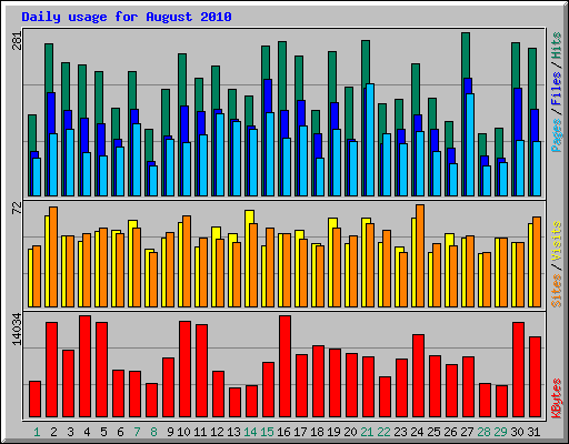 Daily usage for August 2010